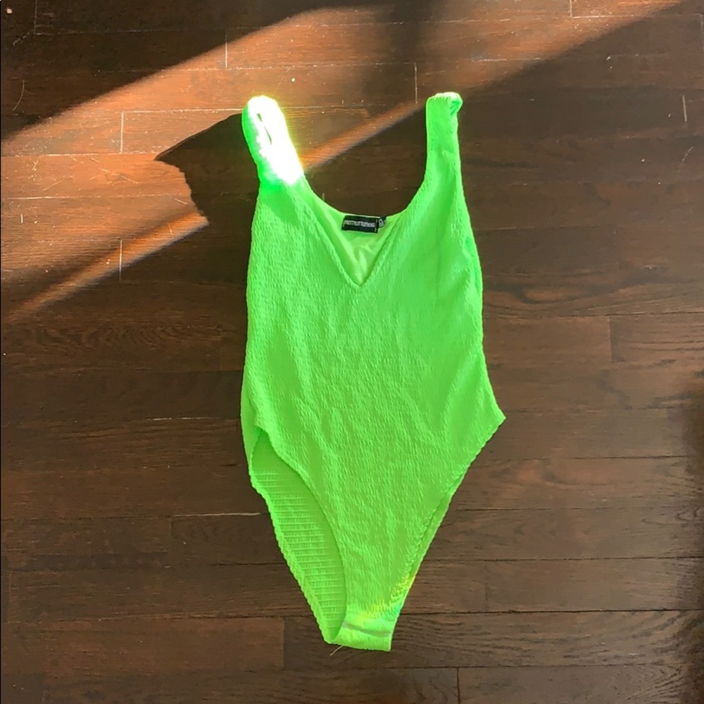 pretty little thing , neon green bodysuit